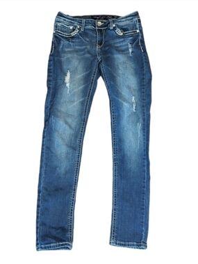 Women's Skinny Distressed Blue Jeans - Slim Fit